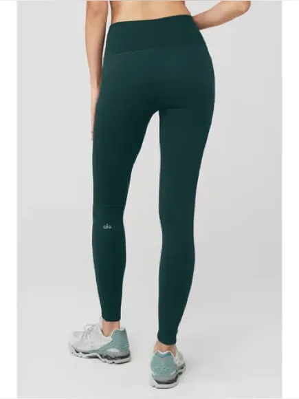 ALO Yoga Seamless Ribbed Mindful Movement Legging Midnight Green XS - Image 2