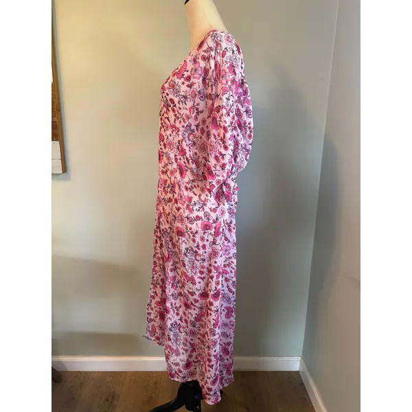 Torrid Pink Floral Chiffon Maxi Kimono Cover Up Metallic 1 xl boho dainty whimsi - Image 7