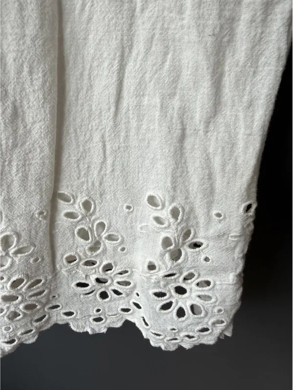 Daily Practice White Eyelet Hem Cross-Back Short Sleeve Dress - Image 8
