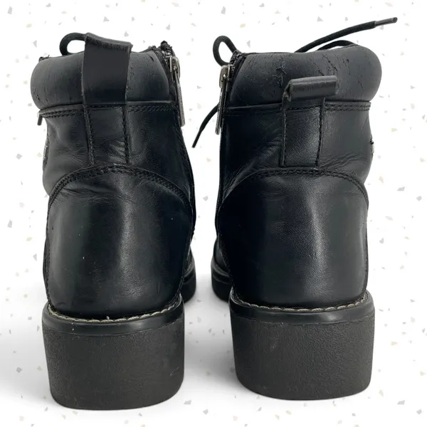 Harley-Davidson Black Leather Biker Boots Lace Up Side Zipper 84051 Heavy Duty 9 - Image 10
