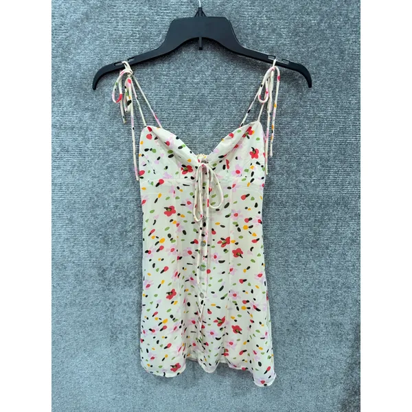 Princess Polly Women Mini Dress 0 Cream Multi Floral Tie Strap Smocked Back - Image 3