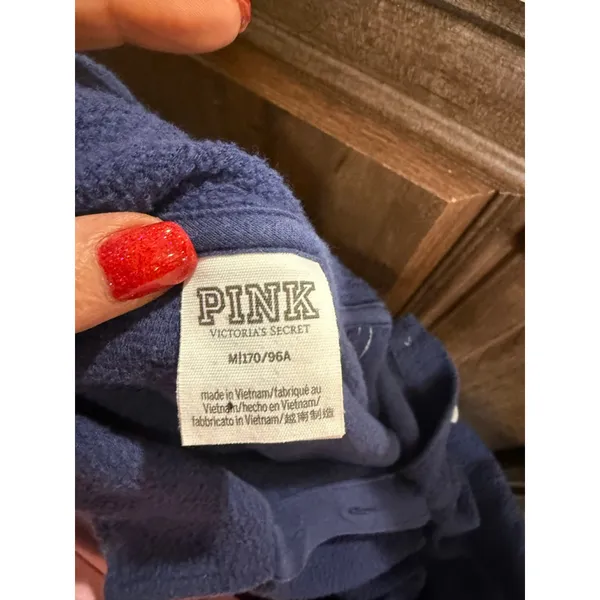 Women's PINK Victoria's Secret Navy Blue Cropped Sweatshirt M - Image 7