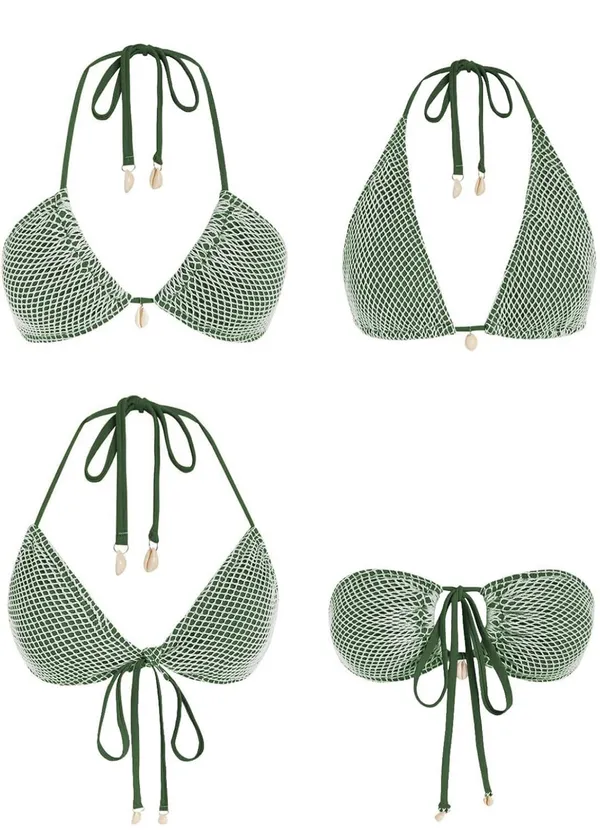 Zaful Dark Green Fishnet Bikini Set - Image 3