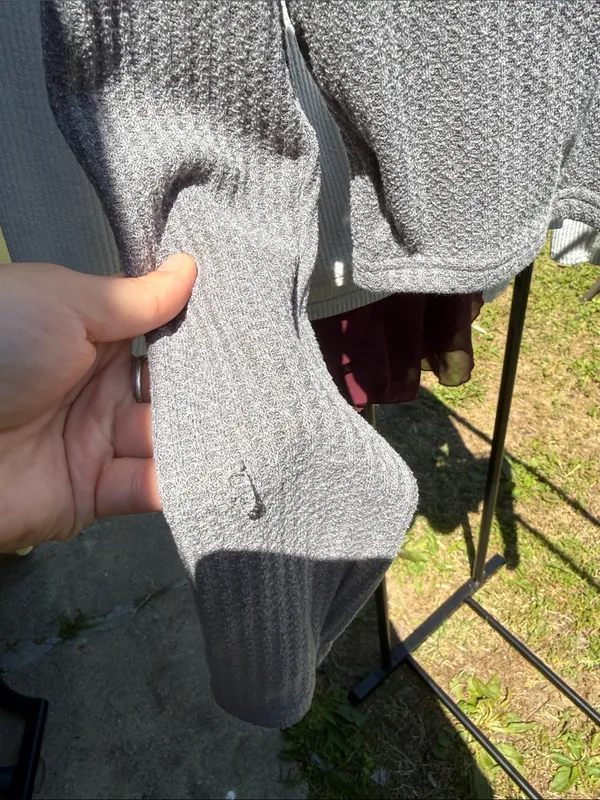 SHEIN Gray Long-Sleeve Cropped Wrap Knit Top - Image 2