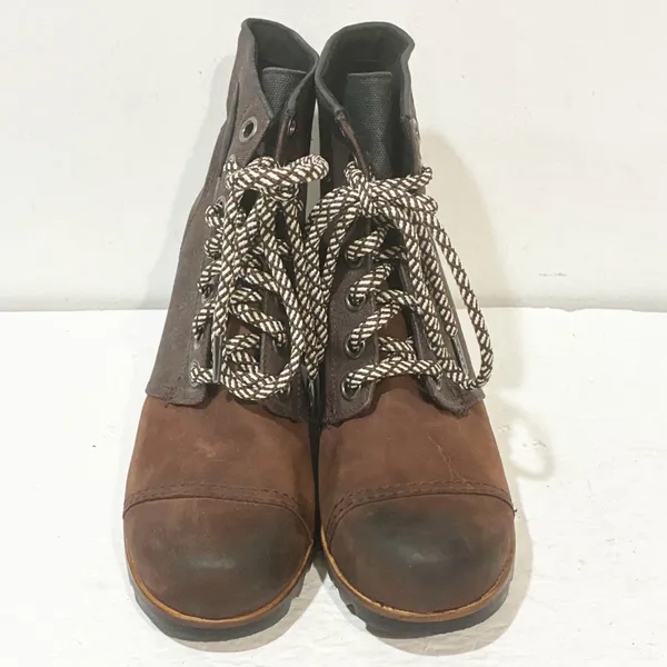 SOREL Lexie Cattail Wedge Lace Up Leather‎ Boots Womens Size 8.5 - Image 2