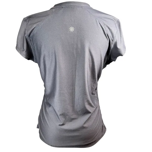 Athleta Women's Gray Short Sleeve Ruched Gym Yoga Running‎ Workout Tee Medium - Image 4
