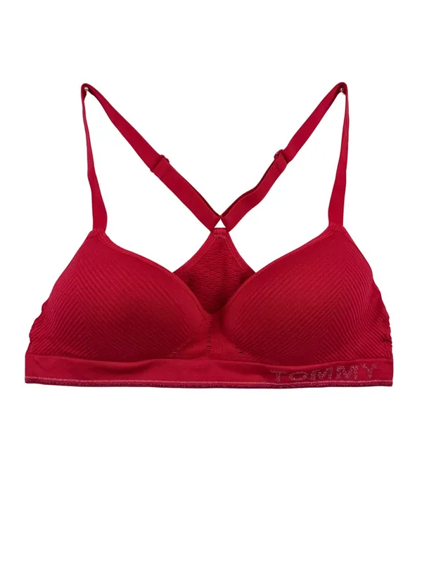 Tommy Hilfiger Red Padded Wirefree Sports Bra Small - Image 2