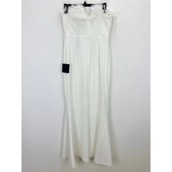 Lulus Extraordinary Glam White Feather Strapless Mermaid Maxi Dress Medium NWT - Image 10