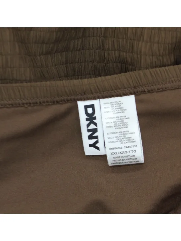 NEW DKNY Womens Textured Shirred One-Piece Swimsuit DIMMS605 Mocha Brown 2XL - Image 3