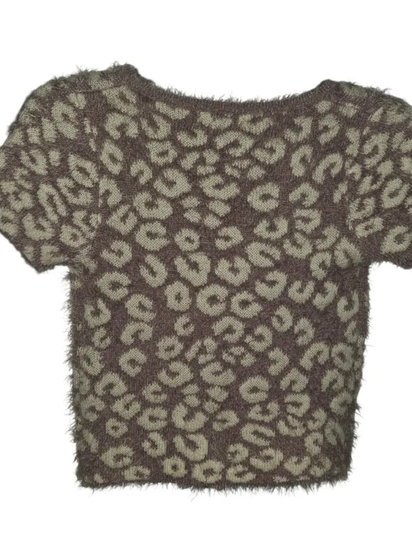 She & Sky Short Sleeve Animal Print Sweater Size Small - Image 3