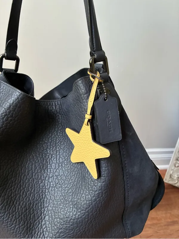 Coach Leather Star Pull Through Bag Charm, Yellow - Image 3