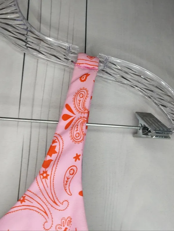 Offline By Aerie Real Me Longline Racerback Pink Paisley Athleisure Sports Bra - Image 3