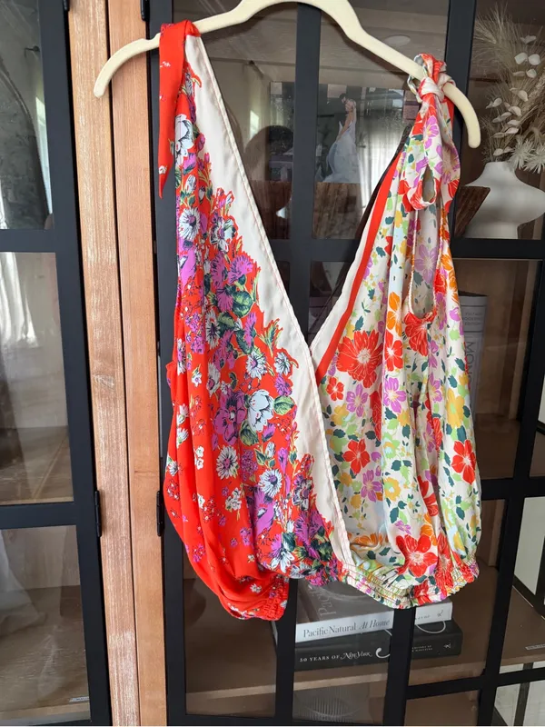 Free People tied to you crop top tank fiesta colorful patchwork bandana floral - Image 4