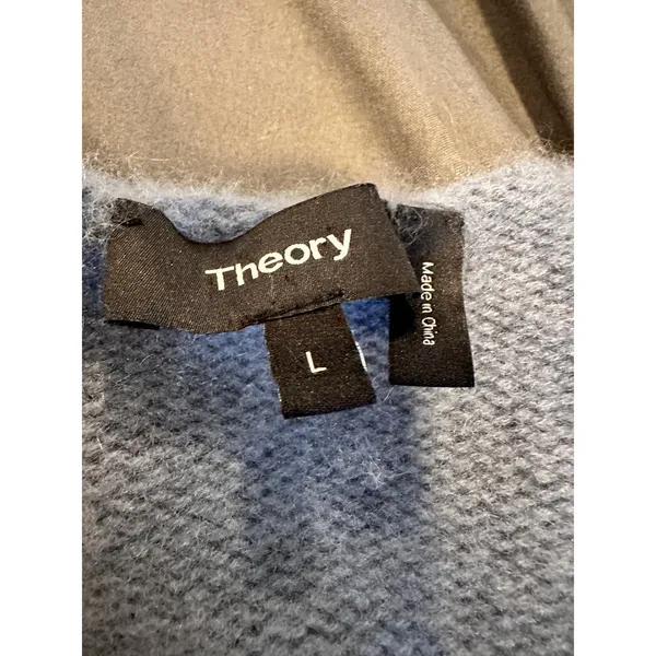 Theory 100% Cashmere V-Neck Pullover Blue fuzzy Relaxed Quiet Luxury Sweater - Image 7