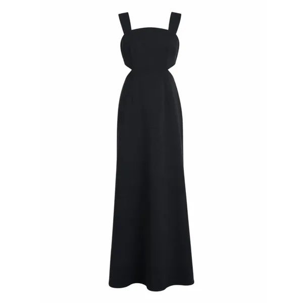 Jill Stuart Square Neck Waist Cut Out Evening Gown Maxi Dress Black Size 4 - Image 4