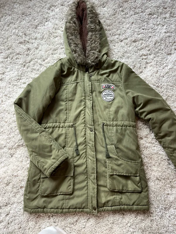 Green and brown down puffer jacket Size L - Image 2