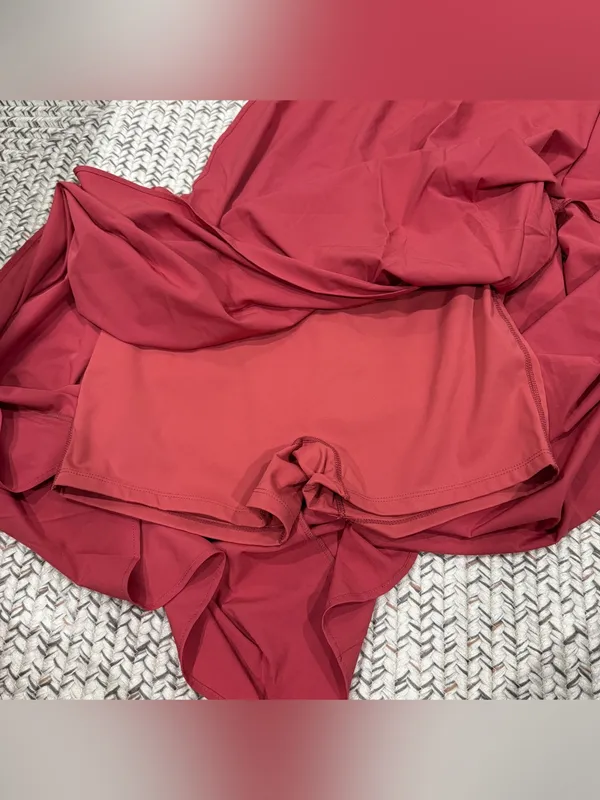 NWOT Halara Kapok Red Breezeful High Waisted High Low 2-in1 Maxi Skirt - Image 8