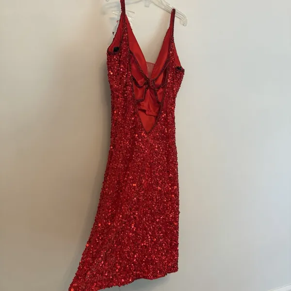 Primavera Couture 3572 Sz 2 Red Cocktail Formal‎ Dress Short Sequin Homecoming - Image 9