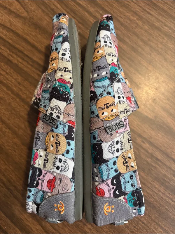 BOBS by Skechers 6.5 Cats Scratch Party Print Slip On Shoes Flats - Image 3