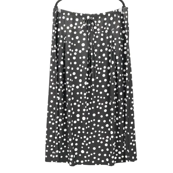 Retro Y2K Vintage Metrowear Black Polka Dot‎ Stretch Maxi Long Flare Skirt 3X - Image 2