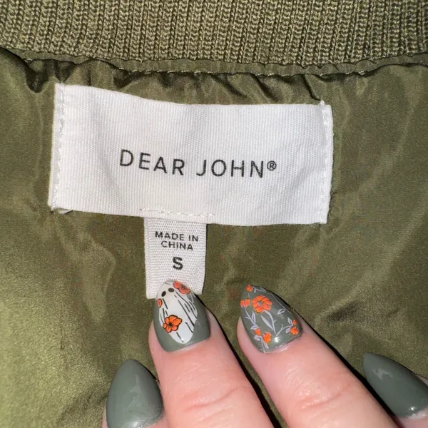 Dear John Olive Green Quilted‎ Sherpa Bomber Jacket - Women's Small Casual - Image 5