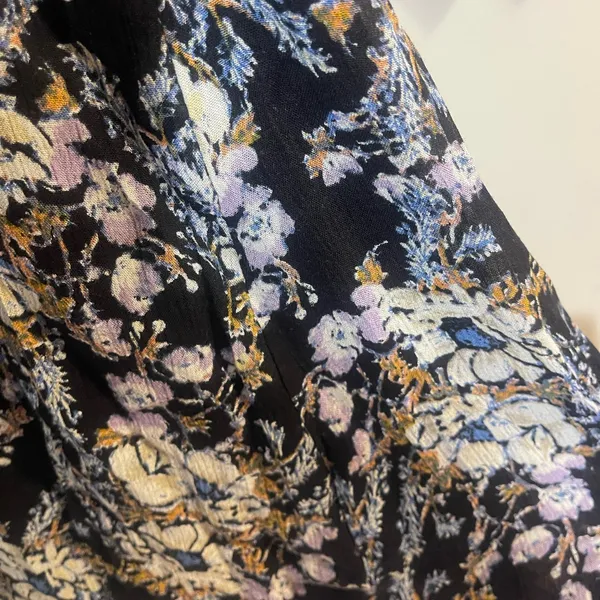 Free People Washed Ashore Black Floral Criss Cross Back Mini Dress Whimsigoth - Image 4