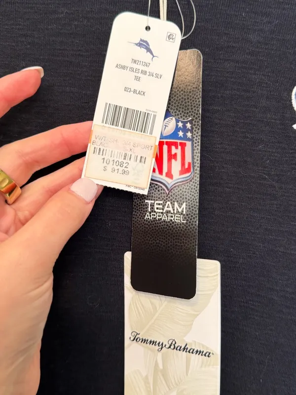 Tommy Bahama Houston Texans Ashby Isles Rib 3/4 Sleeve‎ Tee Black NWT Size Small - Image 2