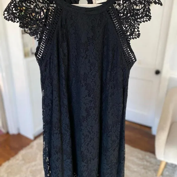 Altar'd State Black Lace Mini Dress Crochet Cocktail Quiet Luxury Coquette Boho - Image 2