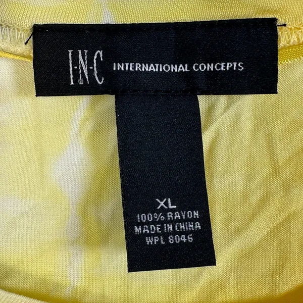 INC International Concepts Womens XL Yellow Tie Dye Sequin Stud Top - Image 4