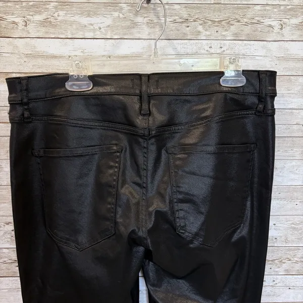 NWT Express Womens 14L Pants‎ Satin Coated Black Skyscraper Mid Rise Split Hem - Image 5