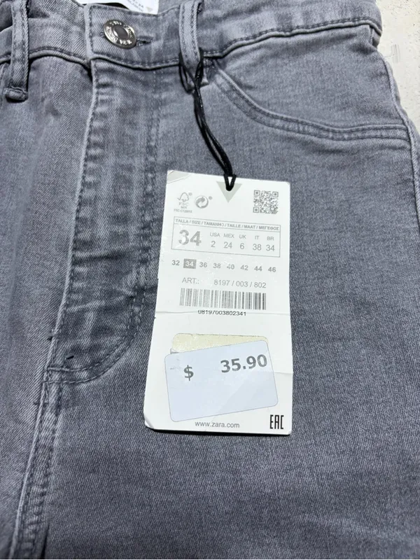 Zara NWT super elastic Gray High-Rise Jeans 2 - Image 4