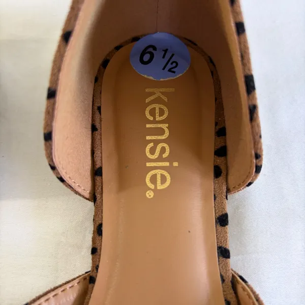 Kensie Gaby Leopard Cheetah Print‎ d'Orsay Pointed Toe Flats Tan Black 6.5M - Image 8