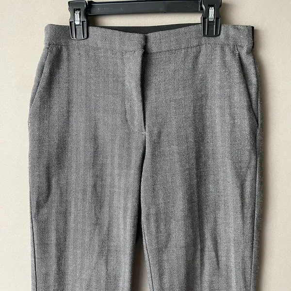 Zara‎ Cotton Herringbone Academia Office Siren Tapered Ankle Pants Small Gray - Image 2