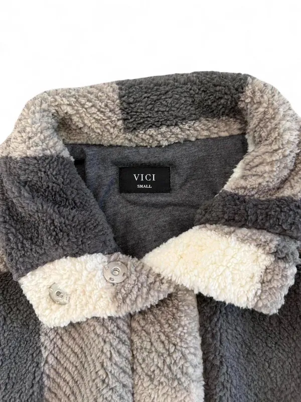 VICI x Thread & Supply Plaid Fleece Teddy Jacket - Image 4