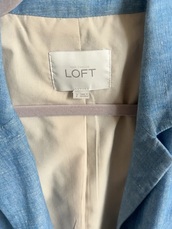LOFT Light Blue Cotton Linen Blend Blazer Jacket Size 2 - Image 7