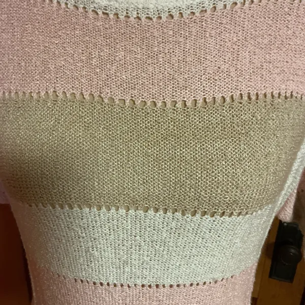 Vintage 1970s Striped Knit Sweater Short Sleeve Pullover - Image 4