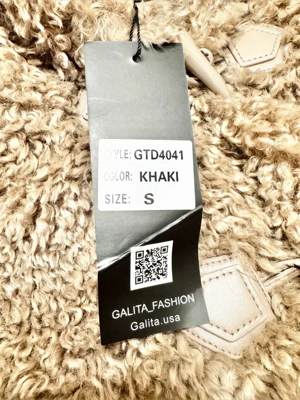 Galita Cozy Khaki Teddy Toggle Jacket with Hood Size Small Tan - Image 11