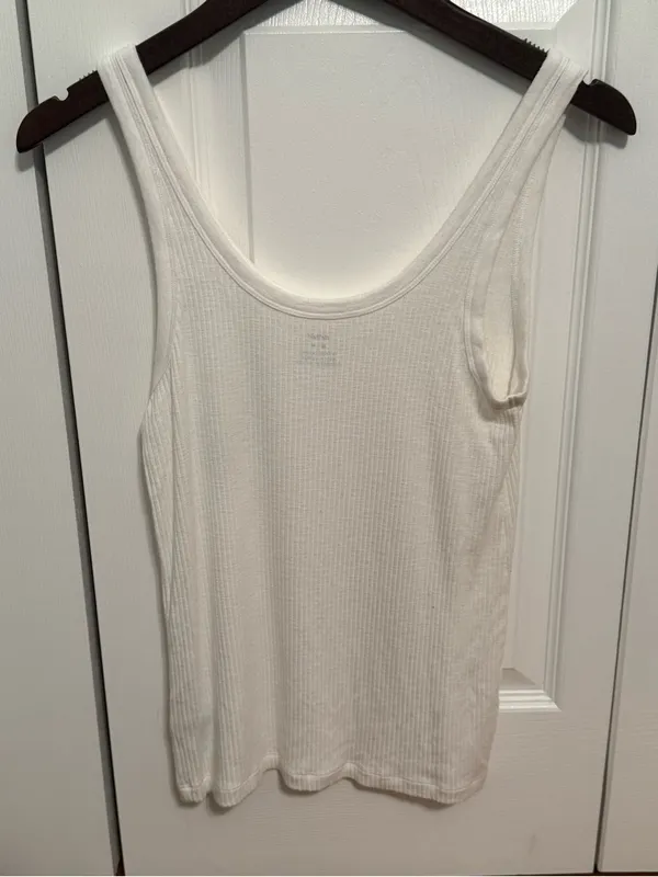 Aerie Double Scoop Neck Top in White - Image 3
