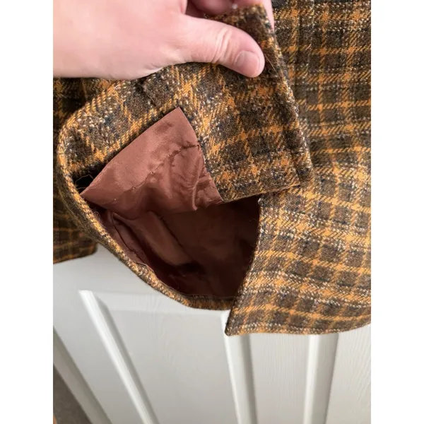Vintage Pendleton Plaid Wool Jacket Green Brown Yellow Button Women's 12 - Image 5