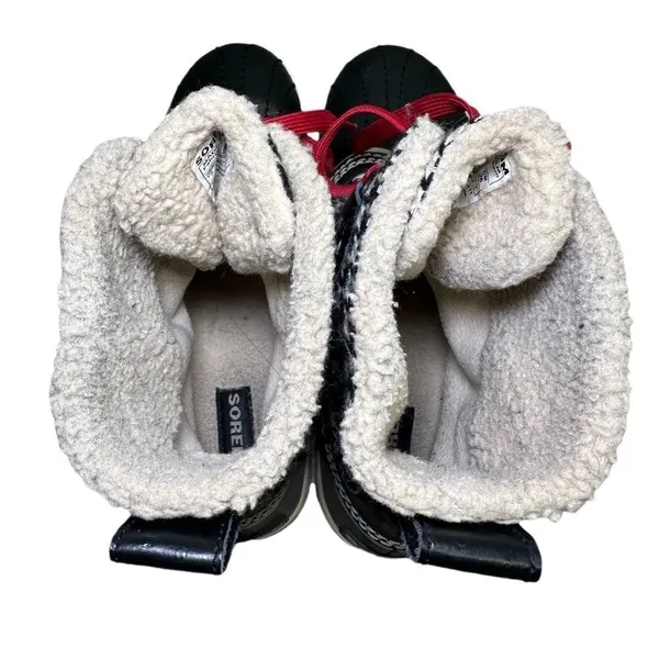 Sorel Tofino Houndstooth Waterproof Snow Boots Women 9 Black White Red Lace - Image 8