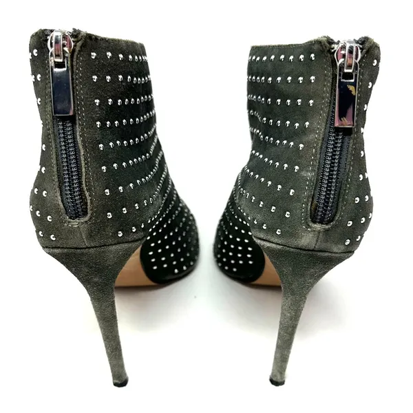 Raye Size 7.5 Boots‎ Gray Rhinestone Studded 4" Heel Back Zip Bootie Pointed Toe - Image 5