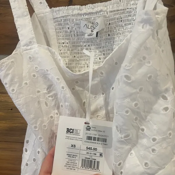 Alexis x Target White Eyelet Ruffle Hem Dress - Image 4