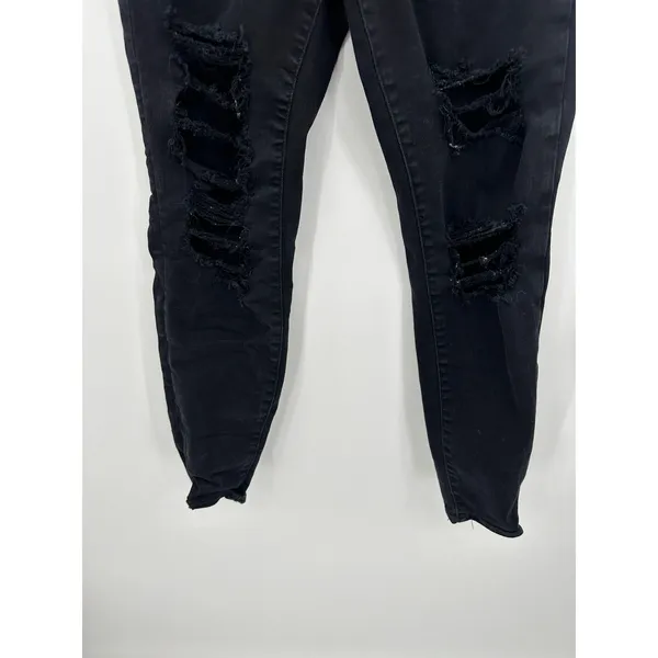 American Eagle Black Wash Curvy Hi-Rise Jegging Denim Stretch Jeans Womens‎ 8 - Image 3