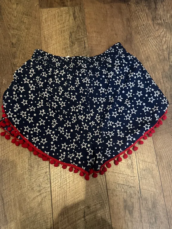 Boutique NWT Star Print Pom Pom Shorts / July 4th World Cup / Size Small - Image 4