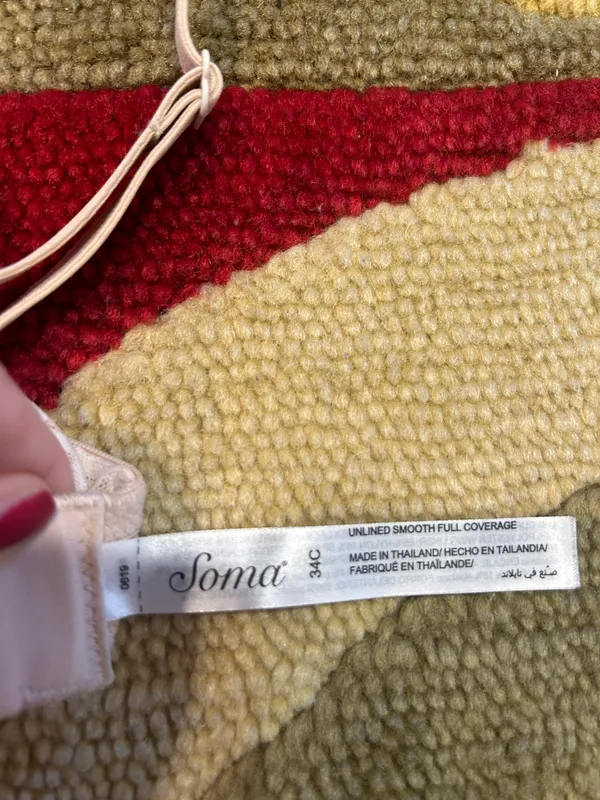 Soma NWOT Unlined Smooth Full Coverage Bra Light Beige Nude Lace Back Size 34C - Image 5