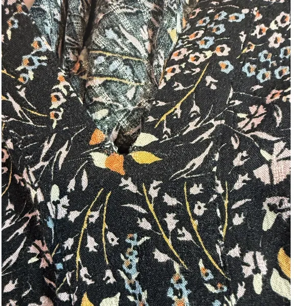 Maeve Anthropologie Amber Tiered Tunic Dress Black Floral Size XL Long Sleeve - Image 8