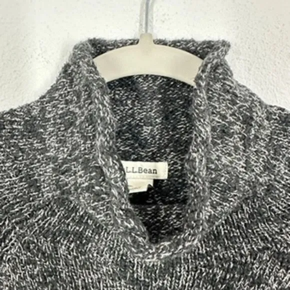L.L. Bean Women's Gray 100% Cotton Turtleneck Long Sleeve Knit Sweater Cabincore - Image 3