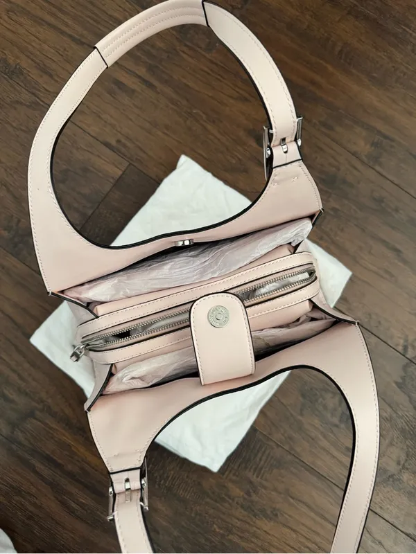 Light Pink Calvin Klein Quill Soft Croco Shoulder Bag - Image 6