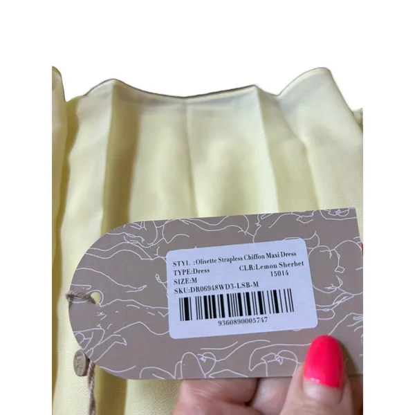 NWT - Meshki Olivette Strapless Chiffon Maxi Dress in Lemon Sherbert- Size M - Image 13