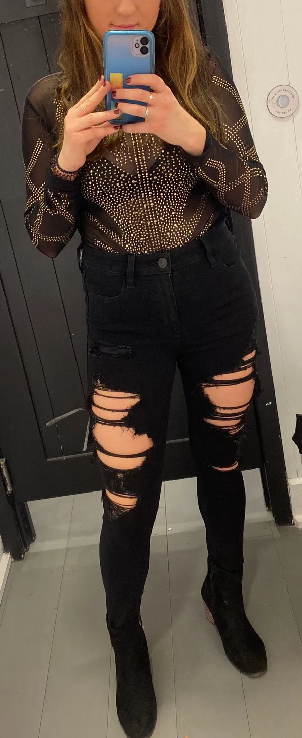 Rhinestone Bodysuit Black Size M - Image 2